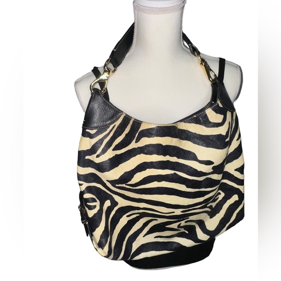 Dooney & Bourke Handbags - Dooney & Bourke EUC RARE Vintage Leather Black Cream Zebra Handbag Purse Tote